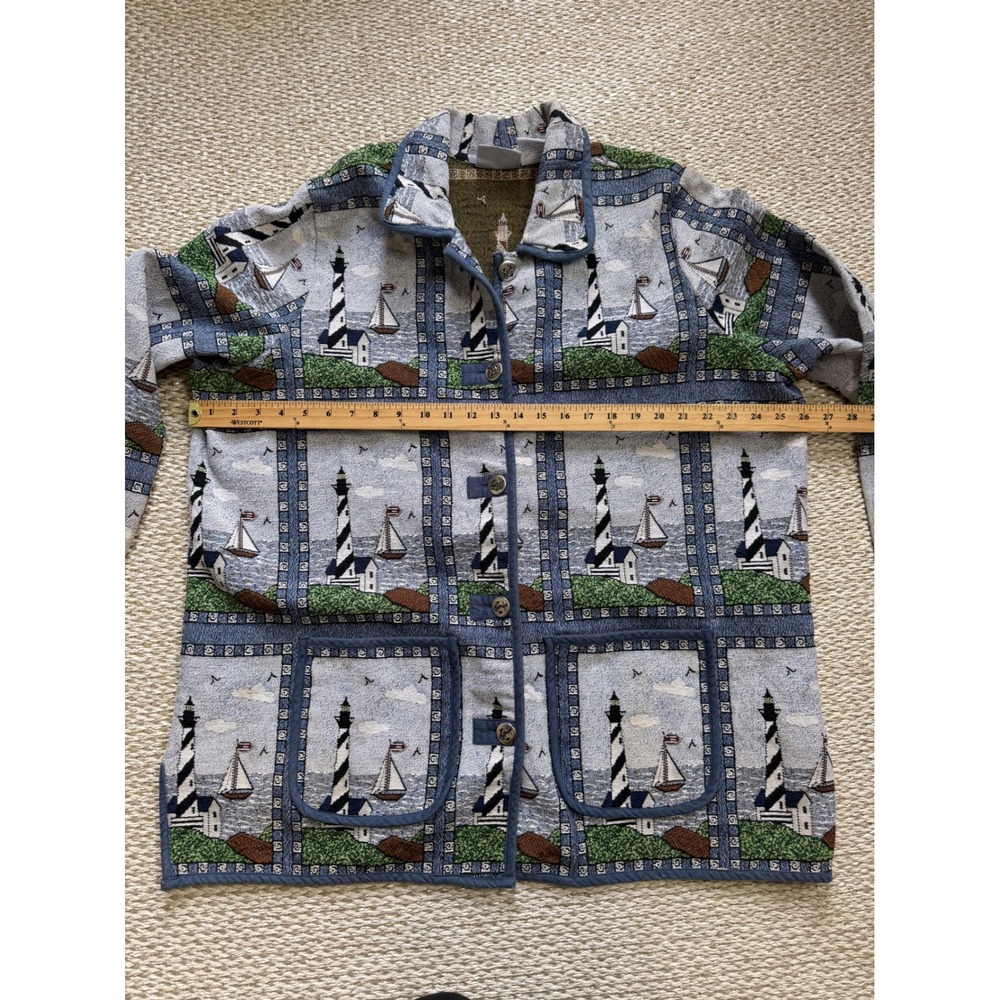 Blair Lighthouse Tapestry Jacket Womens 3XL Nautical Sailboat Woven Chore Coat - Picture 9 of 11